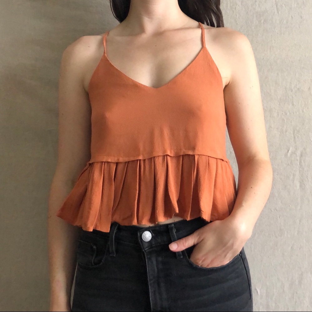 Pleated Copper Crop Top